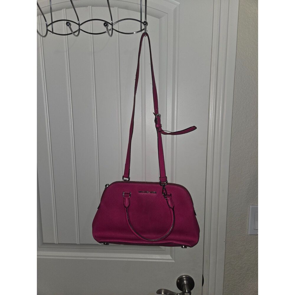 Michael Kors Pink Saffiano Leather Satchel Shoulder Bag Crossbody Purse